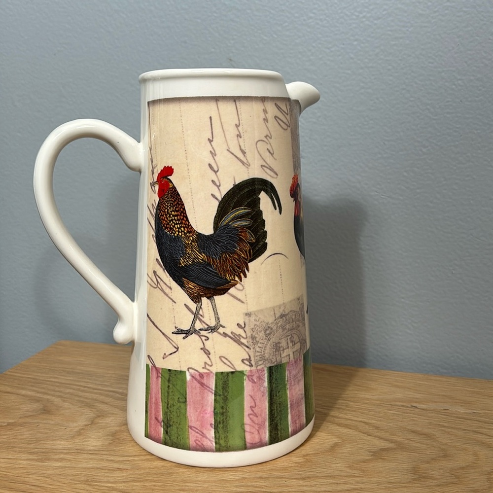PAULA SCALETTA SBCD STUDIOS CERAMIC FRENCH COUNTRY ROOSTER pitcher
